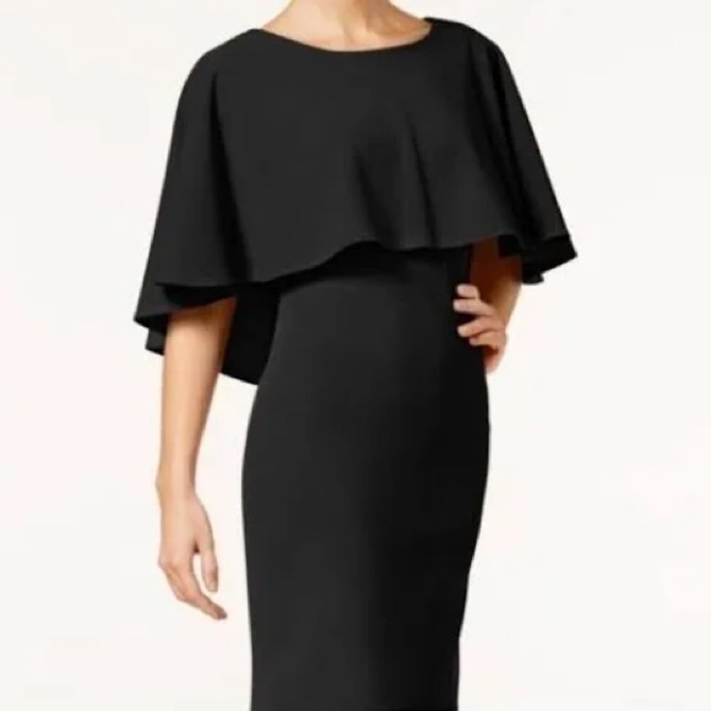 Calvin Klein Black Midi Cape Dress